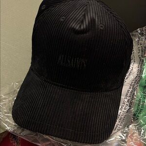 All saints Black Corduroy Baseball Cap